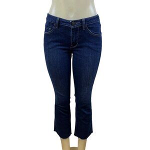 Jag Womens Dark Wash Cropped Bootcut Jeans Mid Rise Raw Sz 6P